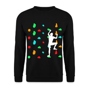 Boulderers bouldering on the climbing wall - Unisex Sweatshirt - black - Front - Alina (178cm) & Michal (187cm)