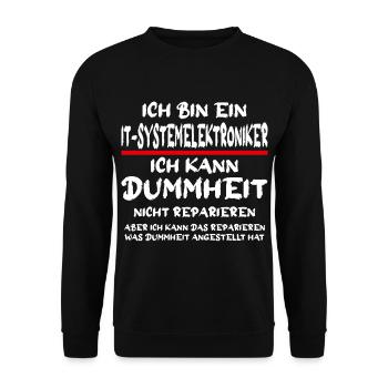 Ich bin ein Systemelektroniker Handwerker Spruch - Unisex Pullover - Schwarz - Vorne - Alina (178cm) & Michal (187cm)