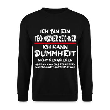 Ich bin ein Technischer Zeichner Handwerker Spruch - Unisex Pullover - Schwarz - Vorne - Alina (178cm) & Michal (187cm)