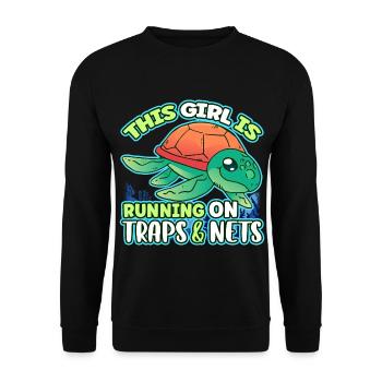 This Girl Is Running On Traps & Nets Future - Unisex Sweatshirt - black - Front - Alina (178cm) & Michal (187cm)