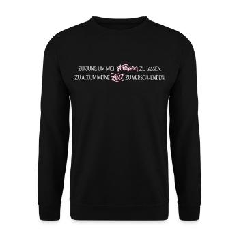 Zu Jung - Unisex Pullover - Schwarz - Vorne - Alina (178cm) & Michal (187cm)