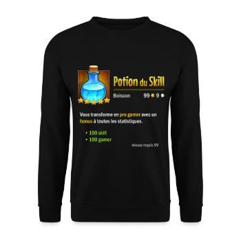 Item potion de skills - Sweat-shirt Unisexe - noir - Devant - Alina (178cm) & Michal (187cm)