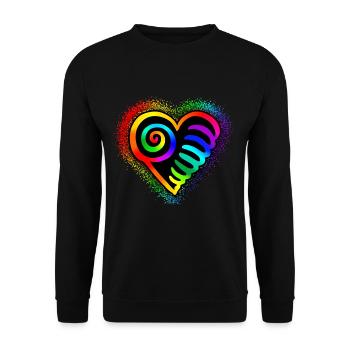 Herz Regenbogenfarben bunt - Unisex Pullover - Schwarz - Vorne - Alina (178cm) & Michal (187cm)