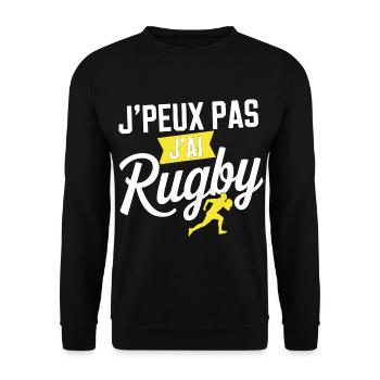 Ich kann nicht, ich habe Rugby - Unisex Pullover - Schwarz - Vorne - Alina (178cm) & Michal (187cm)