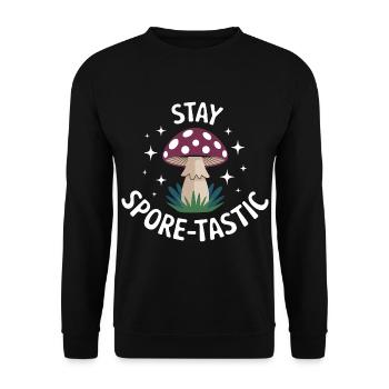 Bleib Spore tastisch Pilz - Unisex Pullover - Schwarz - Vorne - Alina (178cm) & Michal (187cm)
