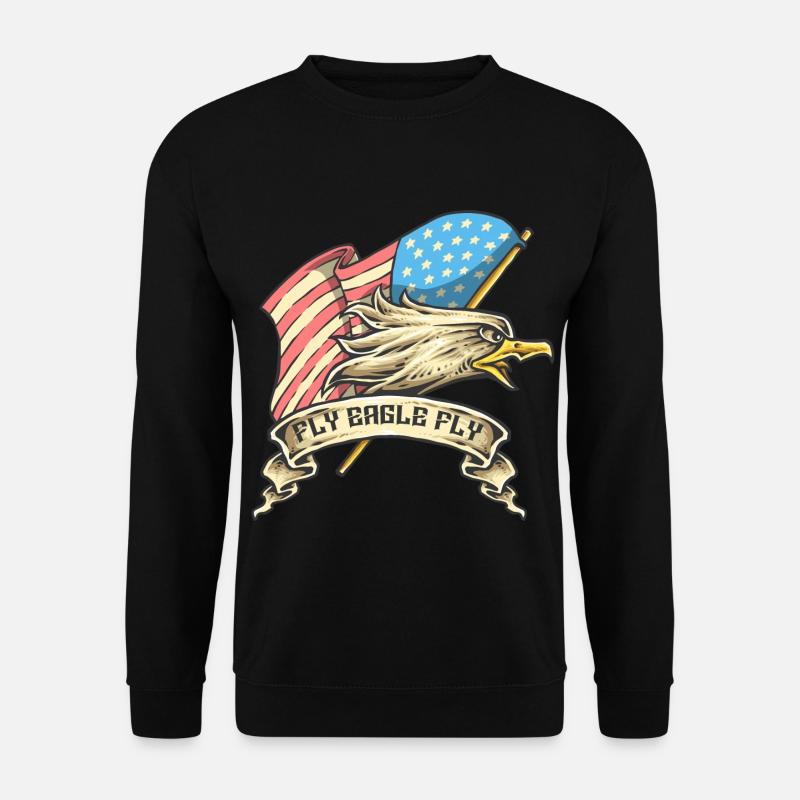 Falke Amerika Freiheit Vogel Fliegen - Unisex Pullover - Schwarz