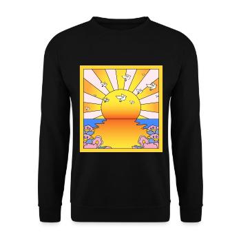 Kalifornien Orange Sunshine LSD Blotter - Unisex Pullover - Schwarz - Vorne - Alina (178cm) & Michal (187cm)