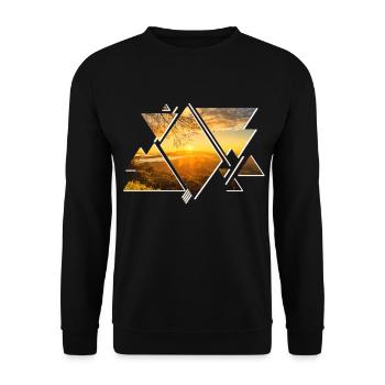 Natur Nature Berge Wald Sonne Sun Sonnenuntergang - Unisex Pullover - Schwarz - Vorne - Alina (178cm) & Michal (187cm)