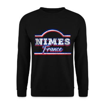 Nimes France City Font Vintage Retro - Unisex Sweatshirt - black - Front - Alina (178cm) & Michal (187cm)