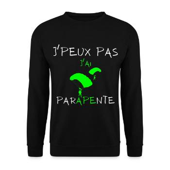 j'peux pas j'ai parapente - Sweat-shirt Unisexe - noir - Devant - Alina (178cm) & Michal (187cm)