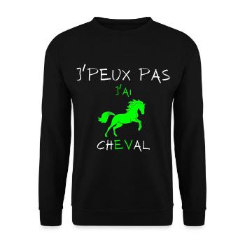 j'peux pas j'ai cheval - Sweat-shirt Unisexe - noir - Devant - Alina (178cm) & Michal (187cm)