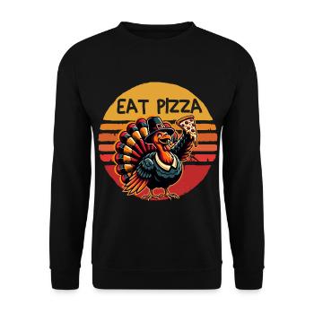 Manger Pizza Thanksgiving Dinde Graphique - Sweat-shirt Unisexe - noir - Devant - Alina (178cm) & Michal (187cm)