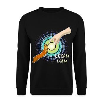 Hundepfote Menschenarm Dream Team - Unisex Pullover - Schwarz - Vorne - Alina (178cm) & Michal (187cm)