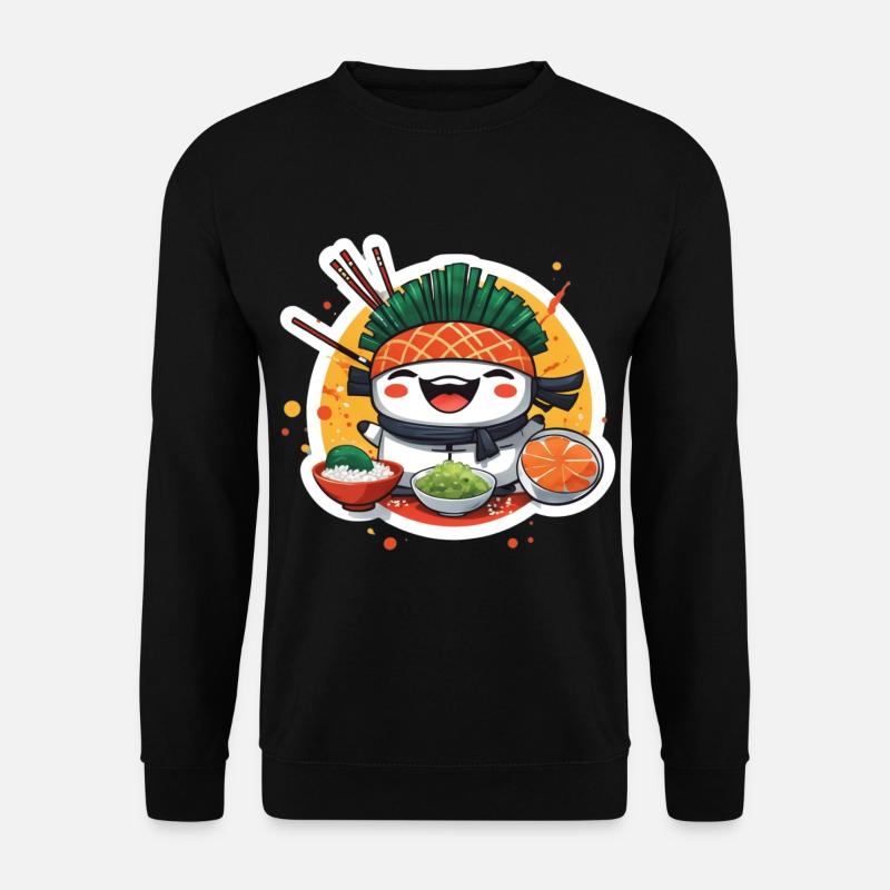 Happy Sushi Samurai - Süßer Kawaii Sushi Liebhaber - Unisex Pullover - Schwarz
