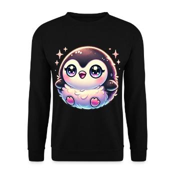 Super Cute Kawaii Baby Penguin - Unisex Pullover - Schwarz - Vorne - Alina (178cm) & Michal (187cm)