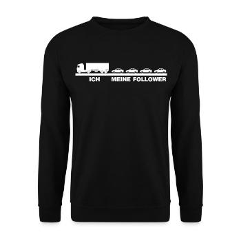 Ich und meine Anhänger lustiges LKW-Fahrer Führung - Unisex Pullover - Schwarz - Vorne - Alina (178cm) & Michal (187cm)