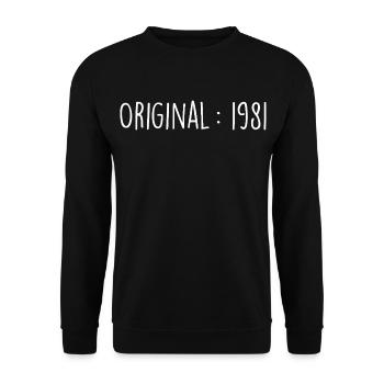 Originales Geschenk von 1981 1981 Rückblick 1981 - Unisex Pullover - Schwarz - Vorne - Alina (178cm) & Michal (187cm)