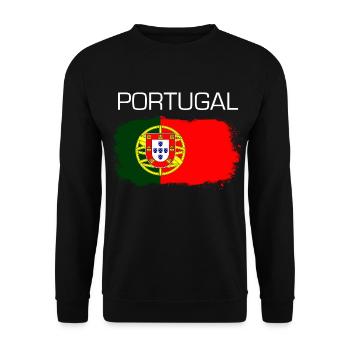 Portugal Fußball Fan Flagge Geschenk - Unisex Pullover - Schwarz - Vorne - Alina (178cm) & Michal (187cm)