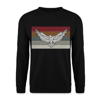 Adler Falke Vogel Tier Vintage fliegen Geschenk - Unisex Pullover - Schwarz - Vorne - Alina (178cm) & Michal (187cm)