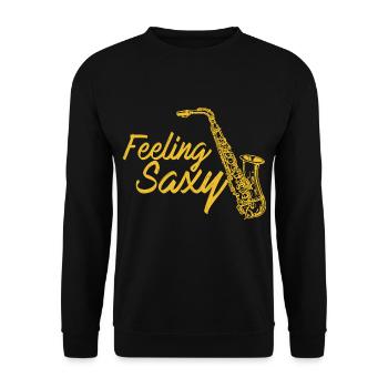 Feeling Saxy - Cadeau Saxophone Jazz - Sweat-shirt Unisexe - noir - Devant - Alina (178cm) & Michal (187cm)