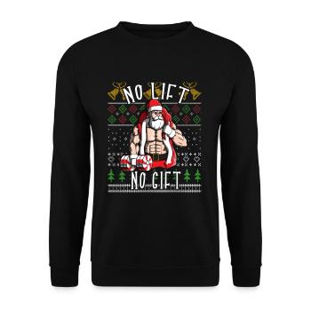 No Lift No Gift Santa Claus Christmas Workout Weih - Unisex Pullover - Schwarz - Vorne - Alina (178cm) & Michal (187cm)