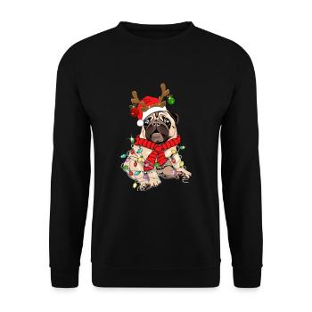 Pug Dog Christmas Funny Pug Lover Reindeer Christm - Unisex Sweatshirt - black - Front - Alina (178cm) & Michal (187cm)