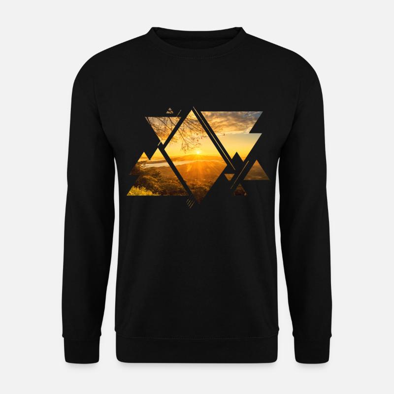 Natur Abenteuer Wald Berge Sonne Sonnenuntergang - Unisex Pullover - Schwarz