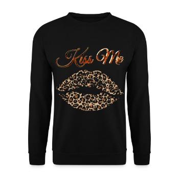 Kissing Mouth Leopard Look Design - Unisex Sweatshirt - black - Front - Alina (178cm) & Michal (187cm)