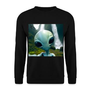 Alien Selfie - Neben dem Wasserfall - Unisex Pullover - Schwarz - Vorne - Alina (178cm) & Michal (187cm)