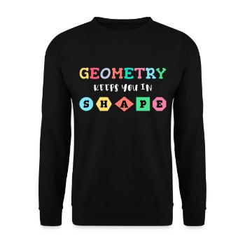Geometrie hält dich in Form, geometrische Formen - Unisex Pullover - Schwarz - Vorne - Alina (178cm) & Michal (187cm)