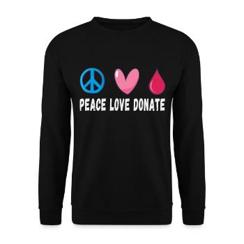 Peace Love Donate Blood Donation - Unisex Sweatshirt - black - Front - Alina (178cm) & Michal (187cm)