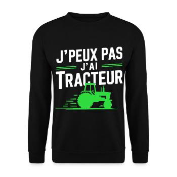 I can't I have Tractor (Green) - Unisex Sweatshirt - black - Front - Alina (178cm) & Michal (187cm)