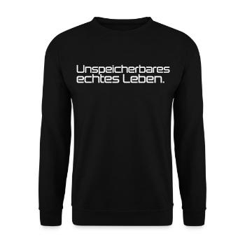 Geschenk für Nerds Unspeicherbares echtes Leben - Unisex Pullover - Schwarz - Vorne - Alina (178cm) & Michal (187cm)