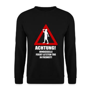Junggesellenabschied t shirt Ausgefallene JGA - Unisex Pullover - Schwarz - Vorne - Alina (178cm) & Michal (187cm)