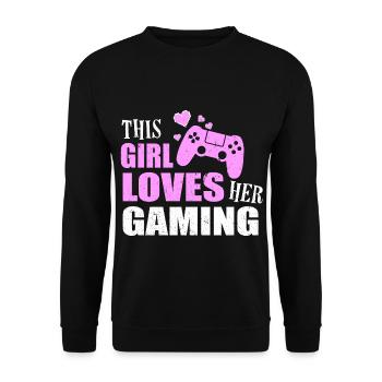 THIS GIRL LOVES HER GAMING | Video Game Console - Unisex Sweatshirt - black - Front - Alina (178cm) & Michal (187cm)