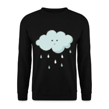 Cloud with raindrops rain cloud gift - Unisex Sweatshirt - black - Front - Alina (178cm) & Michal (187cm)