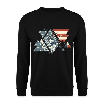 New York City USA America Statue of Liberty - Unisex Sweatshirt - black - Front - Alina (178cm) & Michal (187cm)