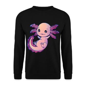 Niedliches Axolotl Süßes Design Axolotlliebhaber - Unisex Pullover - Schwarz - Vorne - Alina (178cm) & Michal (187cm)