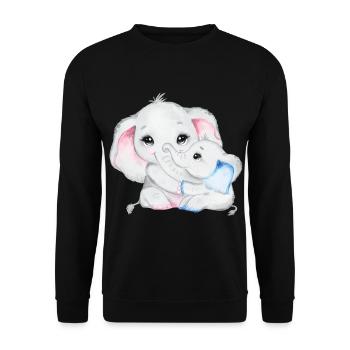 Elephant Family Mama Baby T-Shirt - Unisex Sweatshirt - black - Front - Alina (178cm) & Michal (187cm)