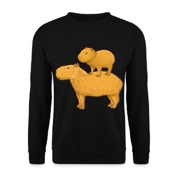 Capybara Family - Unisex Sweatshirt - black - Front - Alina (178cm) & Michal (187cm)