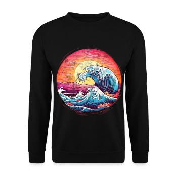 Waves, Sunset, Sea, Sun Holiday Summer - Unisex Sweatshirt - black - Front - Alina (178cm) & Michal (187cm)