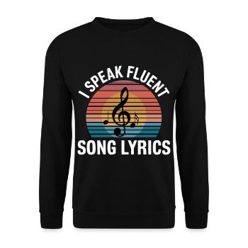 I Speak Fluent Song Lyrics 14 - Unisex Pullover - Schwarz - Vorne - Alina (178cm) & Michal (187cm)