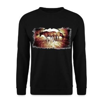 Horses - Unisex Pullover - Schwarz - Vorne - Alina (178cm) & Michal (187cm)