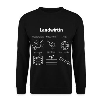 Landwirtin - Bäuerin Bauernhof Landwirte Kühe - Unisex Pullover - Schwarz - Vorne - Alina (178cm) & Michal (187cm)