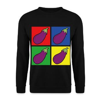 Aubergine - Unisex Pullover - Schwarz - Vorne - Alina (178cm) & Michal (187cm)