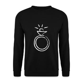 Ring Verlobungsring Diamant Prilli Glitzer - Unisex Pullover - Schwarz - Vorne - Alina (178cm) & Michal (187cm)