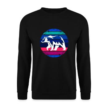 Retro Polarbär Eisbären - Unisex Pullover - Schwarz - Vorne - Alina (178cm) & Michal (187cm)