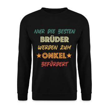 Onkel Bruder wird Onkel - Unisex Pullover - Schwarz - Vorne - Alina (178cm) & Michal (187cm)