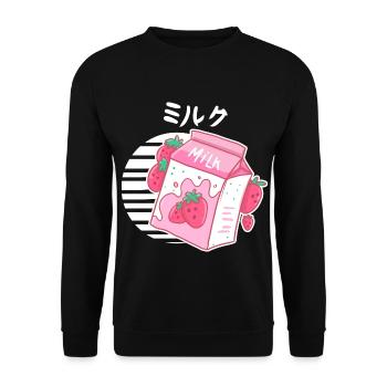 Ästhetische rosa Pastell koreanische - Unisex Pullover - Schwarz - Vorne - Alina (178cm) & Michal (187cm)