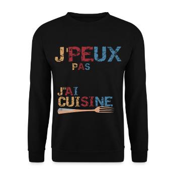 J'peux pas j'ai cuisine - Sweat-shirt Unisexe - noir - Devant - Alina (178cm) & Michal (187cm)